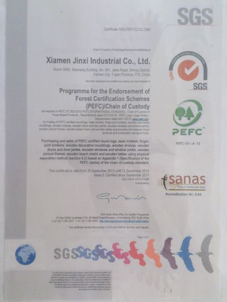 China Xiamen Jinxi Building Material Co., Ltd. Certificaciones